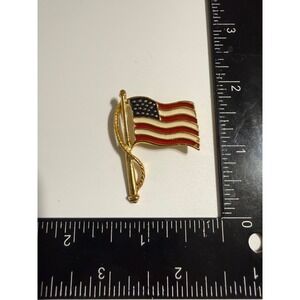 Premiere Designs American Flag Brooch Gold Tone Enamel Patriotic USA Pin PD